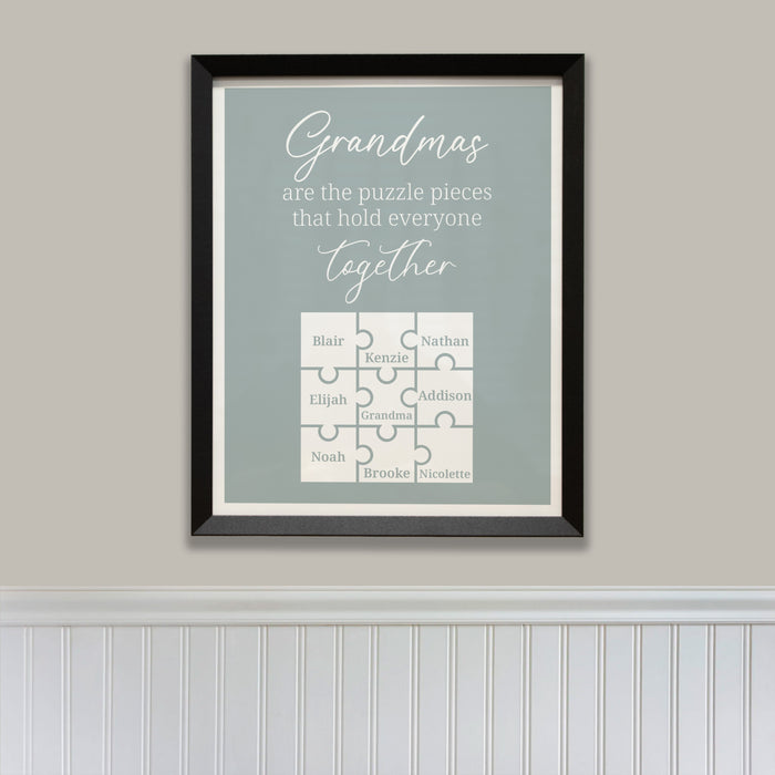 Personalized "Grandma Holds the Pieces Together" Wall Sign