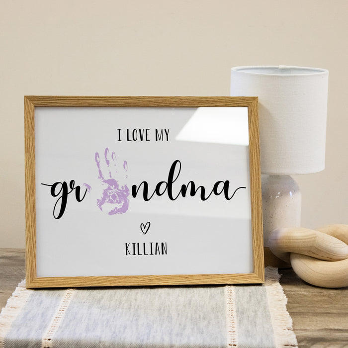 Personalized Handprint Grandma Framed Wall Art Sign