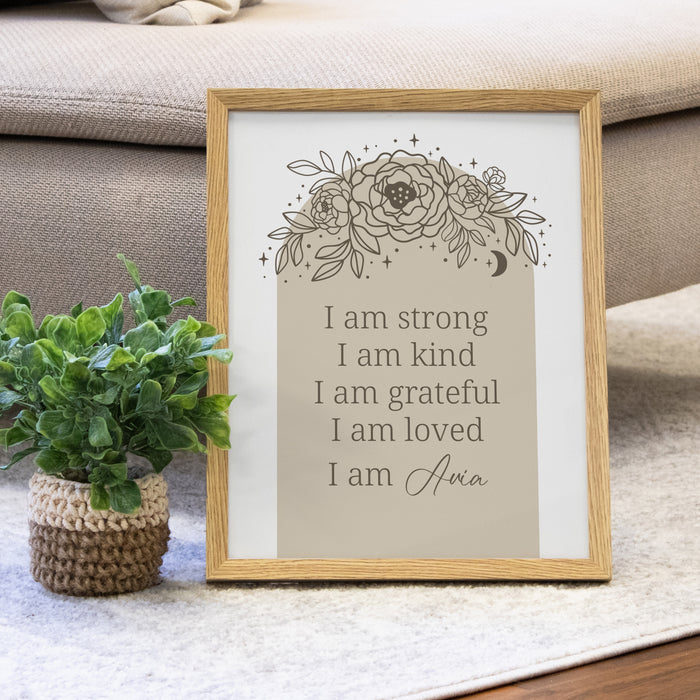 Personalized "I Am" Affirmations Wall Art for Girls