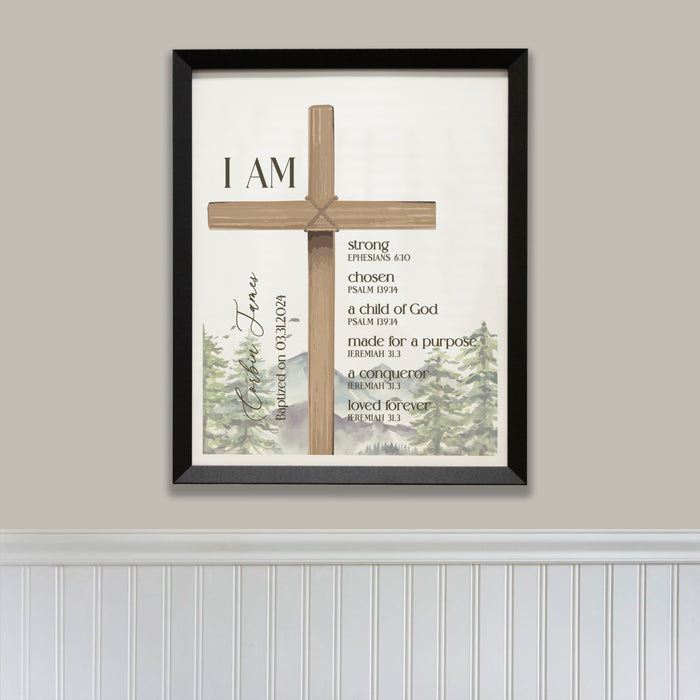Personalized Rustic Cross and Bible Verse Wall Sign