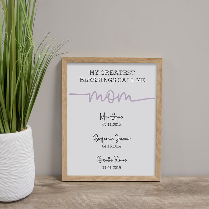 Personalized "Greatest Blessings Call Me Mom" Wall Sign