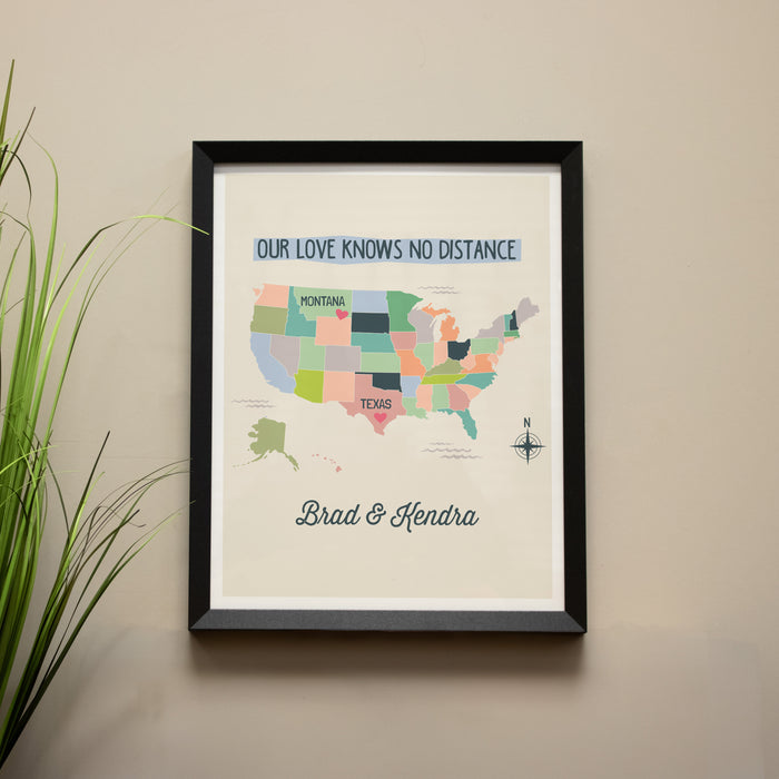 Personalized "Love Knows No Distance" Framed Wall Sign