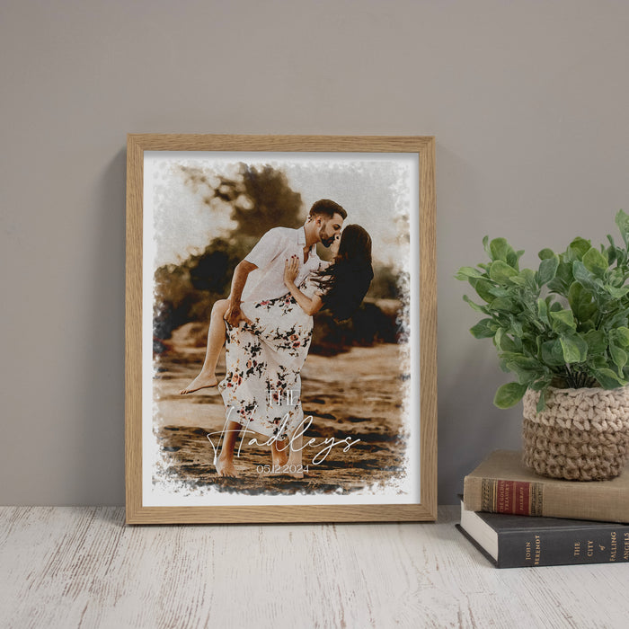 Framed Watercolor Wedding Photo Wall Sign or Digital File