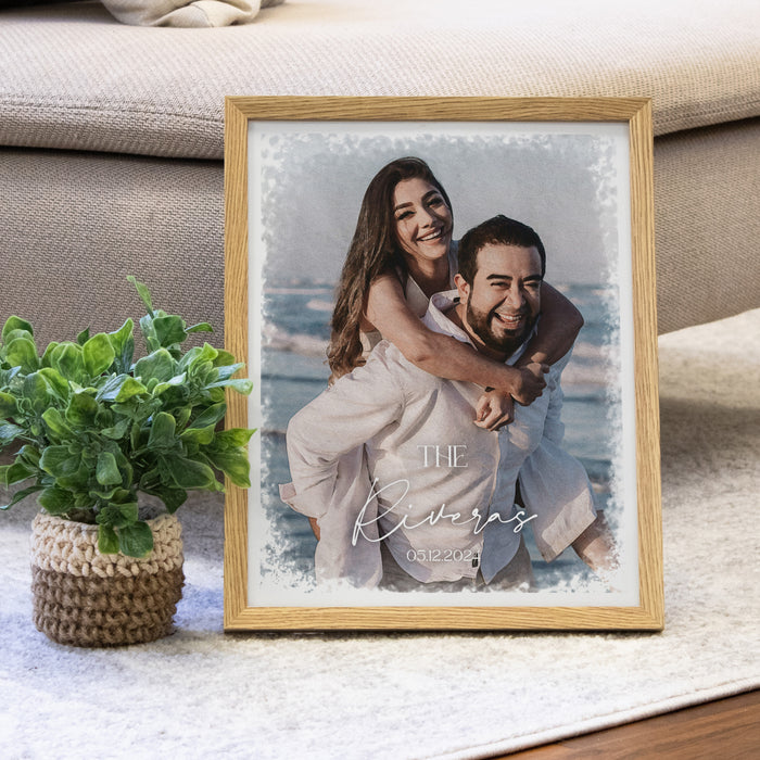 Framed Watercolor Wedding Photo Wall Sign or Digital File