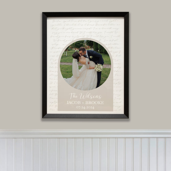 Framed Wedding Song Lyrics Photo Wall Sign