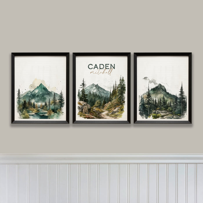 Personalized Wilderness Set of 3 Wall Art for Nursery