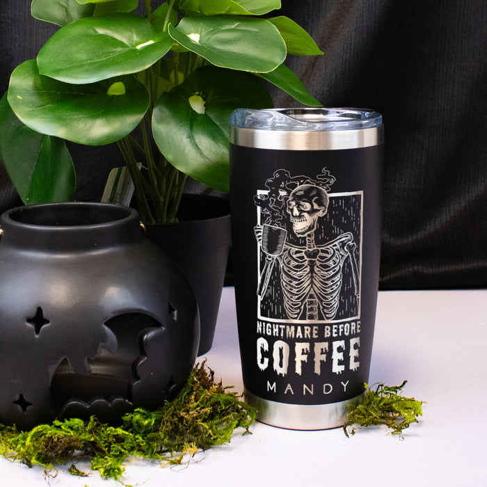 Personalized "Nightmare Before Coffee" Stainless Tumbler