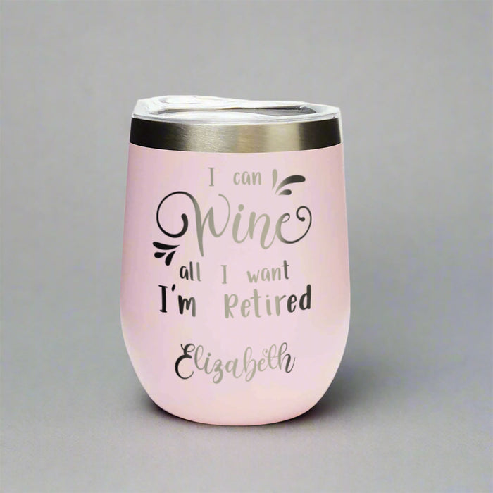 Personalized funny retirement wine cup