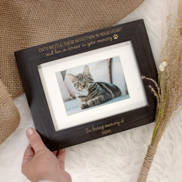 Personalized "Cats Nestle in Your Heart" Cat Memorial Picture Frame