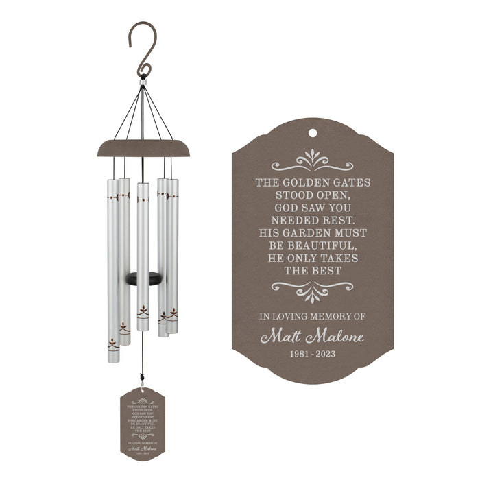 Personalized "Golden Gates Stood Open" Memorial Wind Chime
