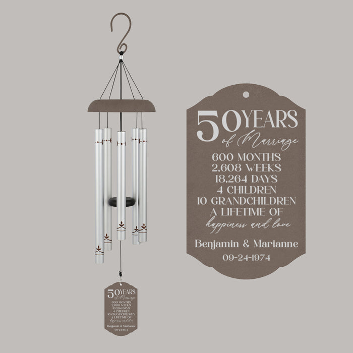 Personalized 50 Years of Love Anniversary Wind Chime