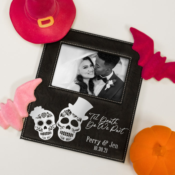 Personalized "'Til Death Do We Part" Skeleton Picture Frame