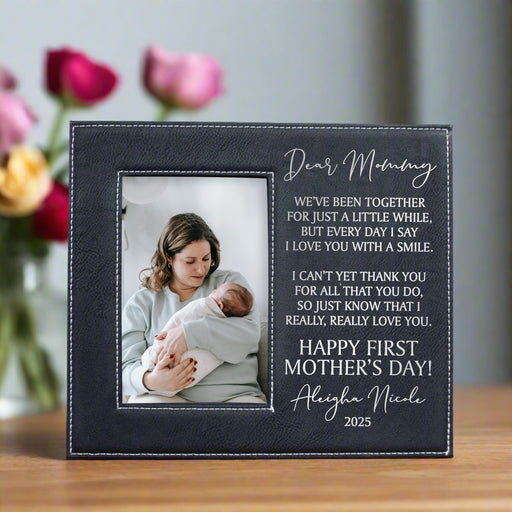 Personalized First Mother's Day Picture Frame in  Black