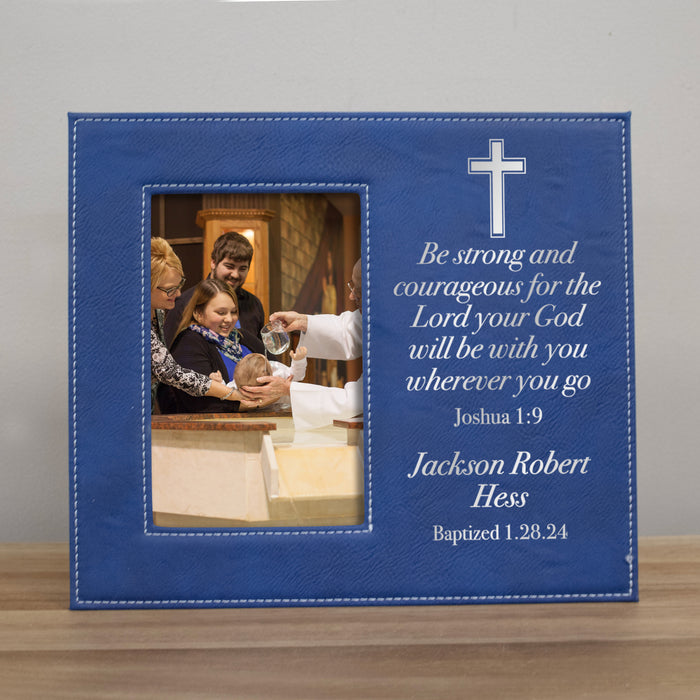 Personalized Joshua 1:9 Baptism Picture Frame