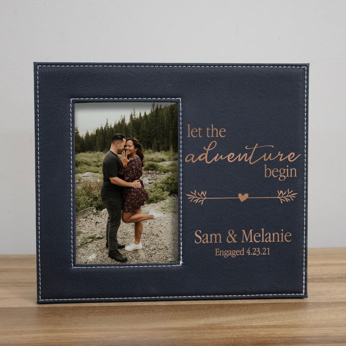 Personalized "Let The Adventure Begin" Engagement Picture Frame