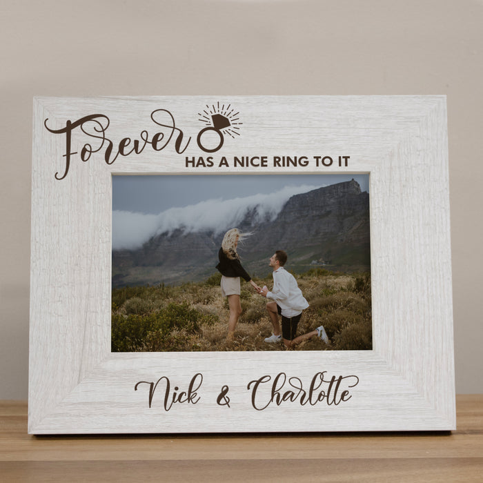 Personalized "Forever Has a Nice Ring to It" Engagement Picture Frame