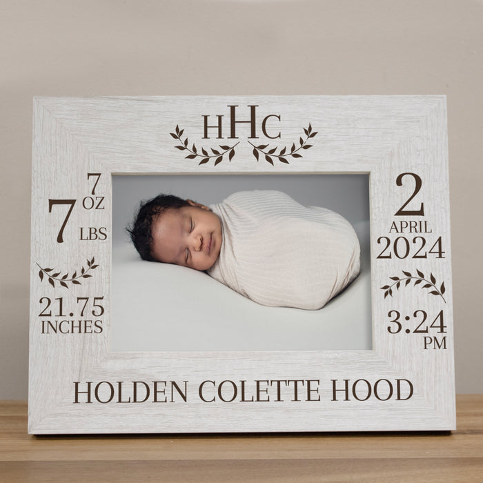 Monogrammed Baby Birth Information Frame