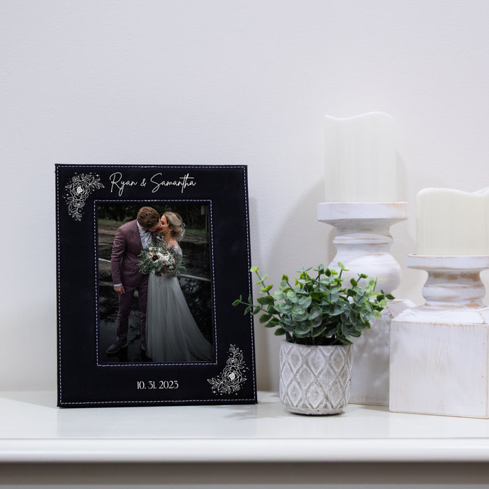 Personalized Couple Anniversary Vegan Leather Frame