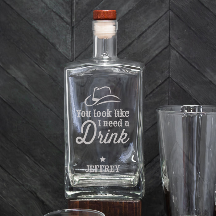 Personalized "You Look Like I Need A Drink" Decanter