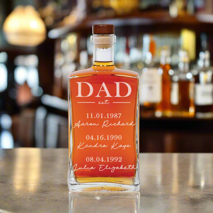 Dad Est Engraved Whiskey Decanter