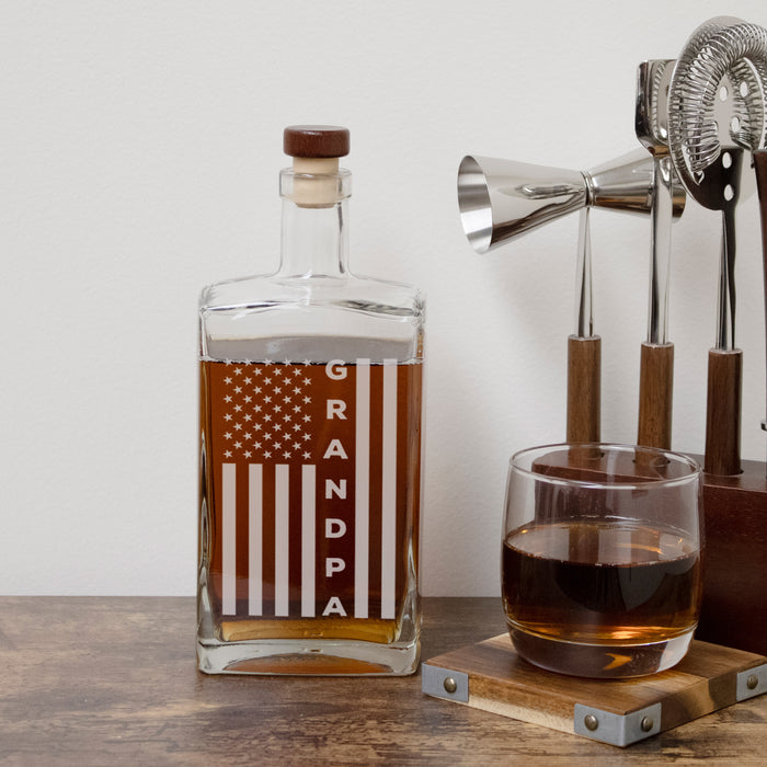 Personalized American Flag Grandfather Decanter
