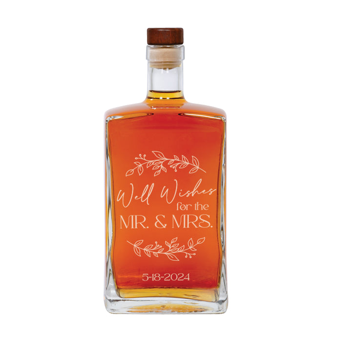Personalized "Well Wishes For The Mr & Mrs" Whiskey Decanter