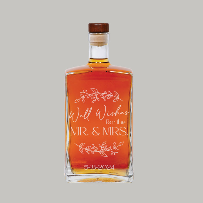 Personalized "Well Wishes For The Mr & Mrs" Whiskey Decanter