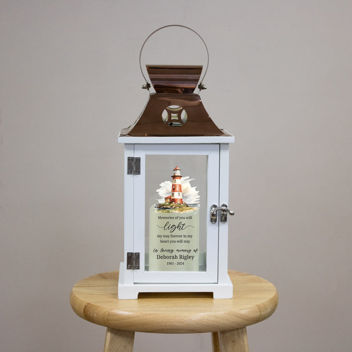 Personalized Lighthouse "Light My Way" Memorial Lantern