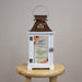 white and copper anniversary gift lantern with personalized names and established year