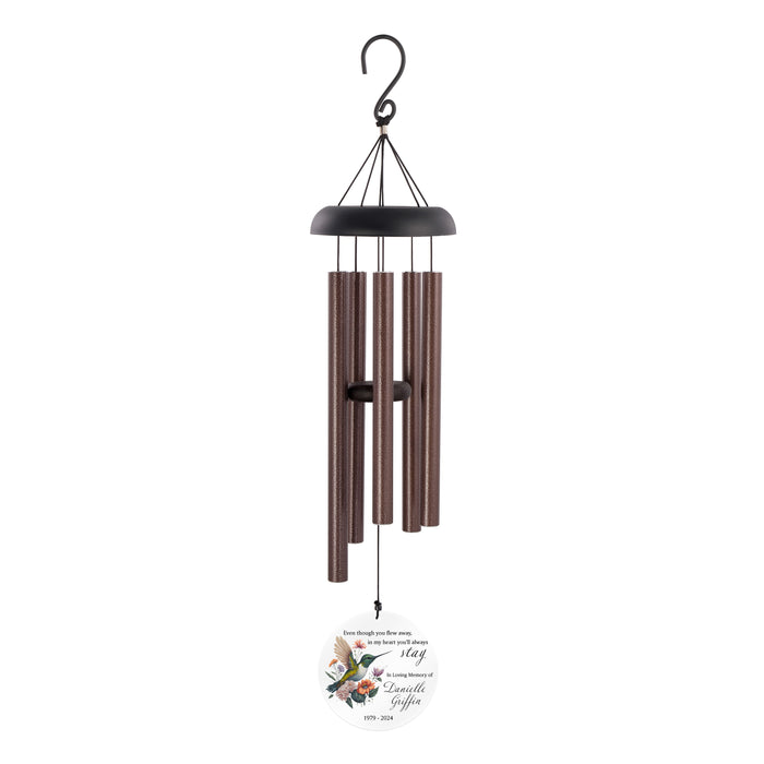 Personalized "Hummingbird Flew Away" Memorial Wind Chime