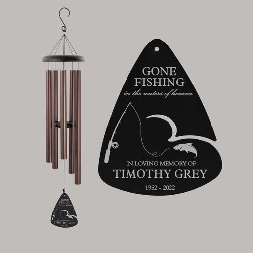 Gone Fishing Memorial Wind Chime Personalized