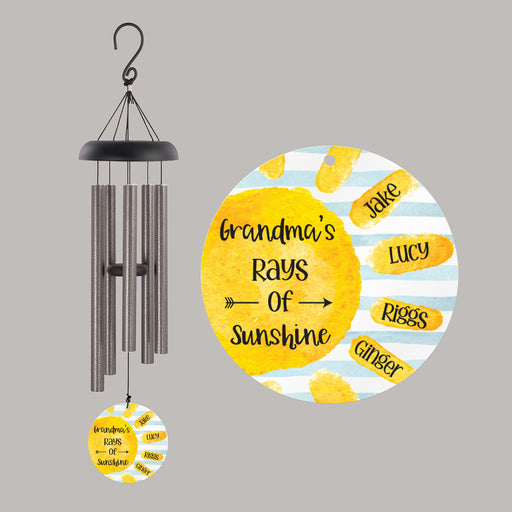 Grandma's Sunshine wind chime personalized with grandkid's names