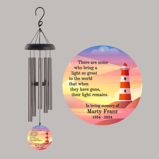 Personalized lighthouse wind chime memorial