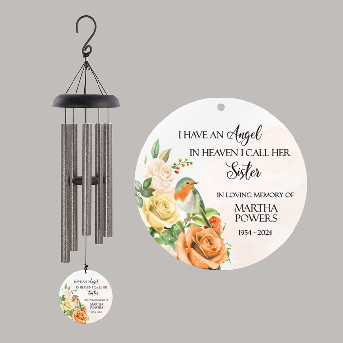 Personalized Sister Angel Memorial Wind Chime