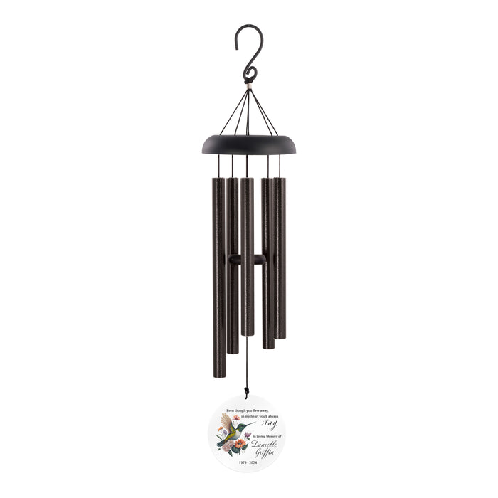 Personalized "Hummingbird Flew Away" Memorial Wind Chime