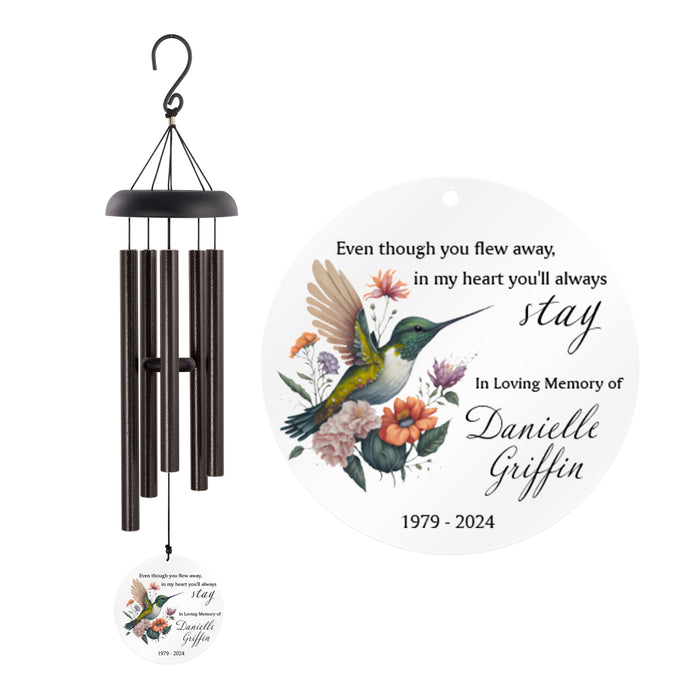 Personalized "Hummingbird Flew Away" Memorial Wind Chime