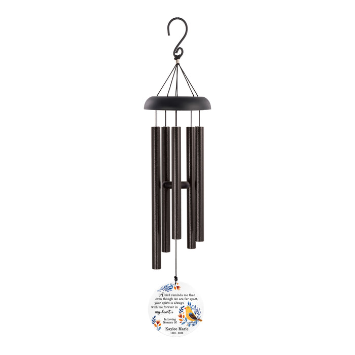 Personalized Yellow Finch Memorial Wind Chime
