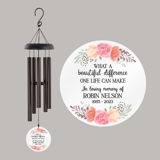 Floral memorial wind chime gift