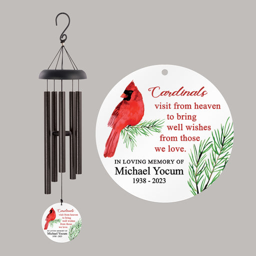 Personalized Red  Cardinal Wind Chime