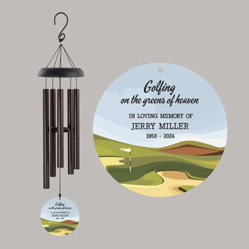 Custom Golfing in Heaven Wind Chime