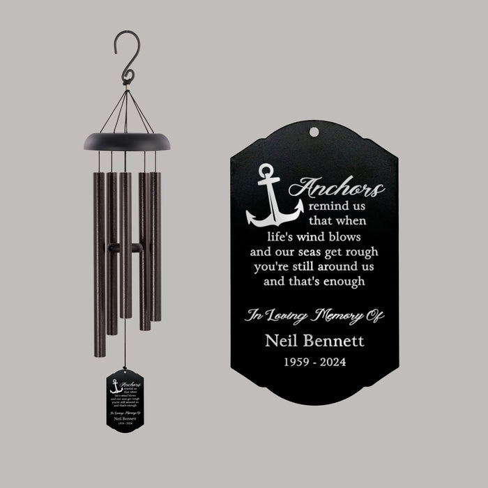 Personalized Memorial Wind Chime with Anchor