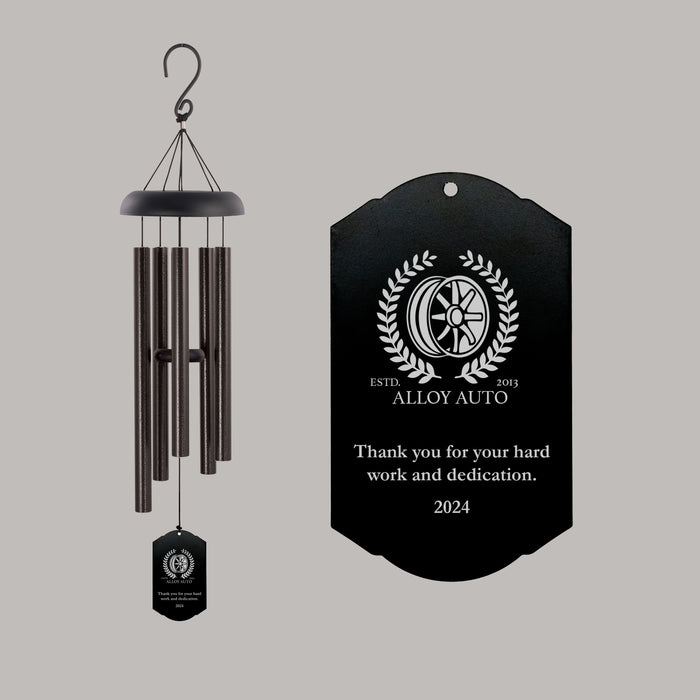 Personalized Company Logo Wind Chime - Black 30"