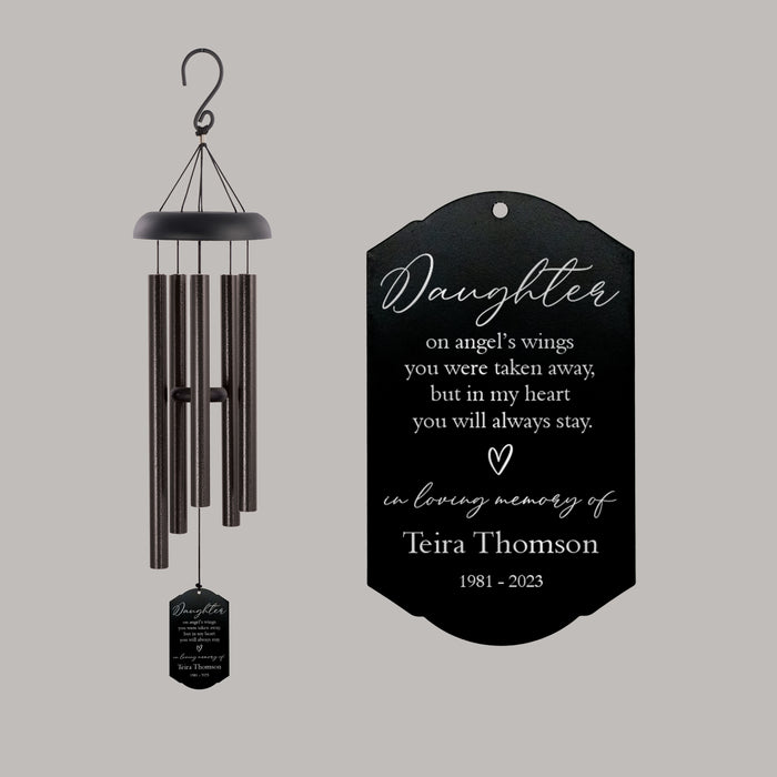 Personalized Daughter "On Angel's Wings" Memorial Wind Chime