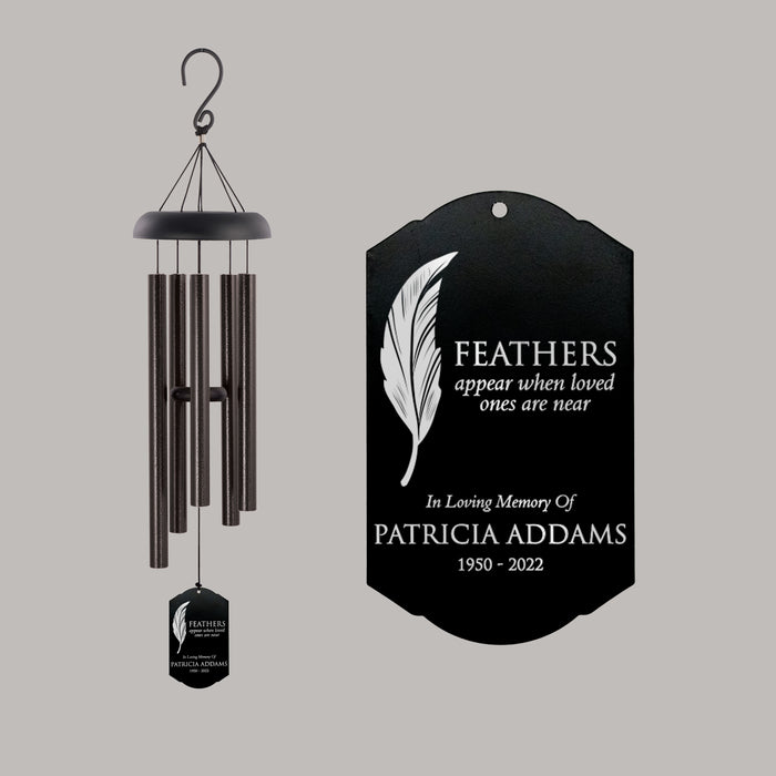 Personalized "Feathers Appear" Memorial Wind Chime