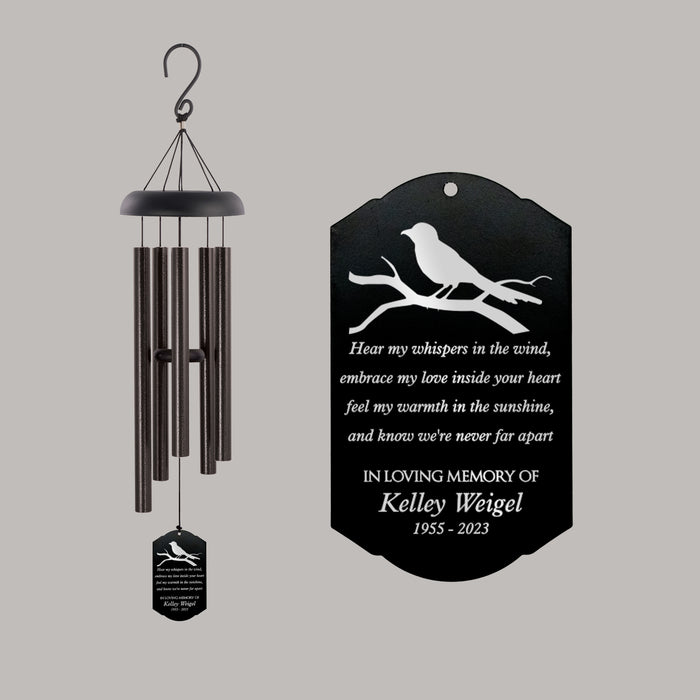 Personalized "Hear My Whispers" Bird Memorial Wind Chime