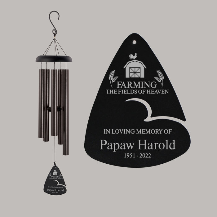 Personalized "Farming in Heaven" Sympathy Wind Chime