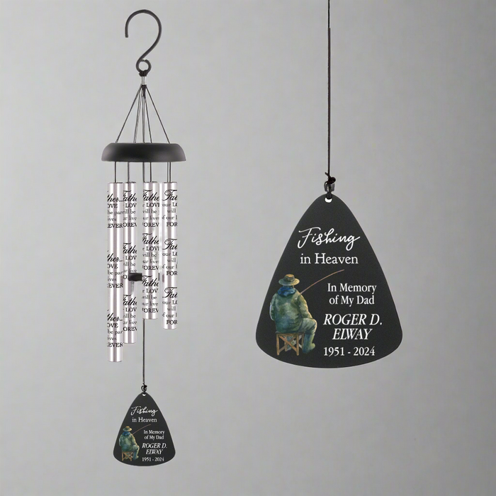 Personalized Dad "Fishing in Heaven" Memorial Wind Chime