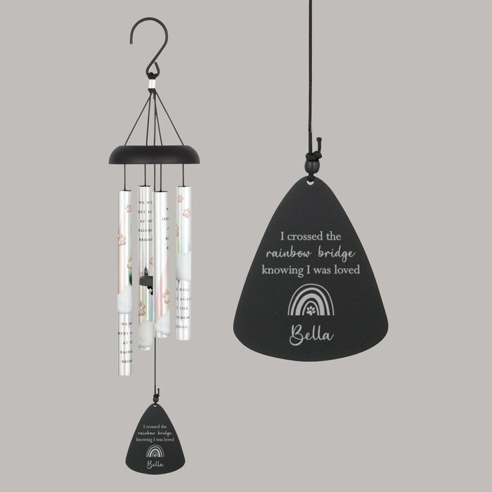 Personalized Crossed the Rainbow Bridge Dog Memorial Wind Chime