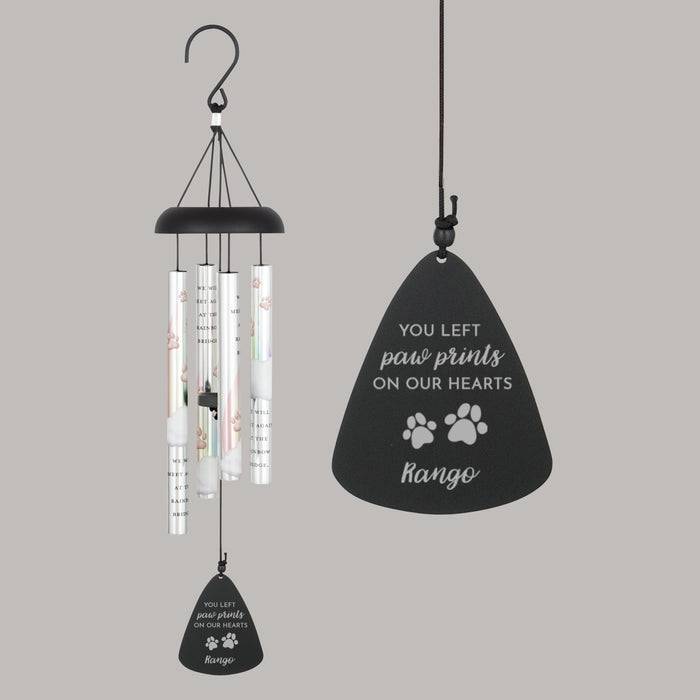 Personalized "You Left Paw Prints On Our Hearts" Dog Memorial Wind Chime