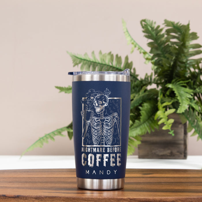 Personalized "Nightmare Before Coffee" Stainless Tumbler